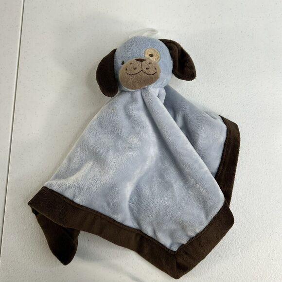 Tiddliwinks Security Blanket Blue Dog Lovey Lovie Baby Blue Brown 13" Square - Picture 2 of 9
